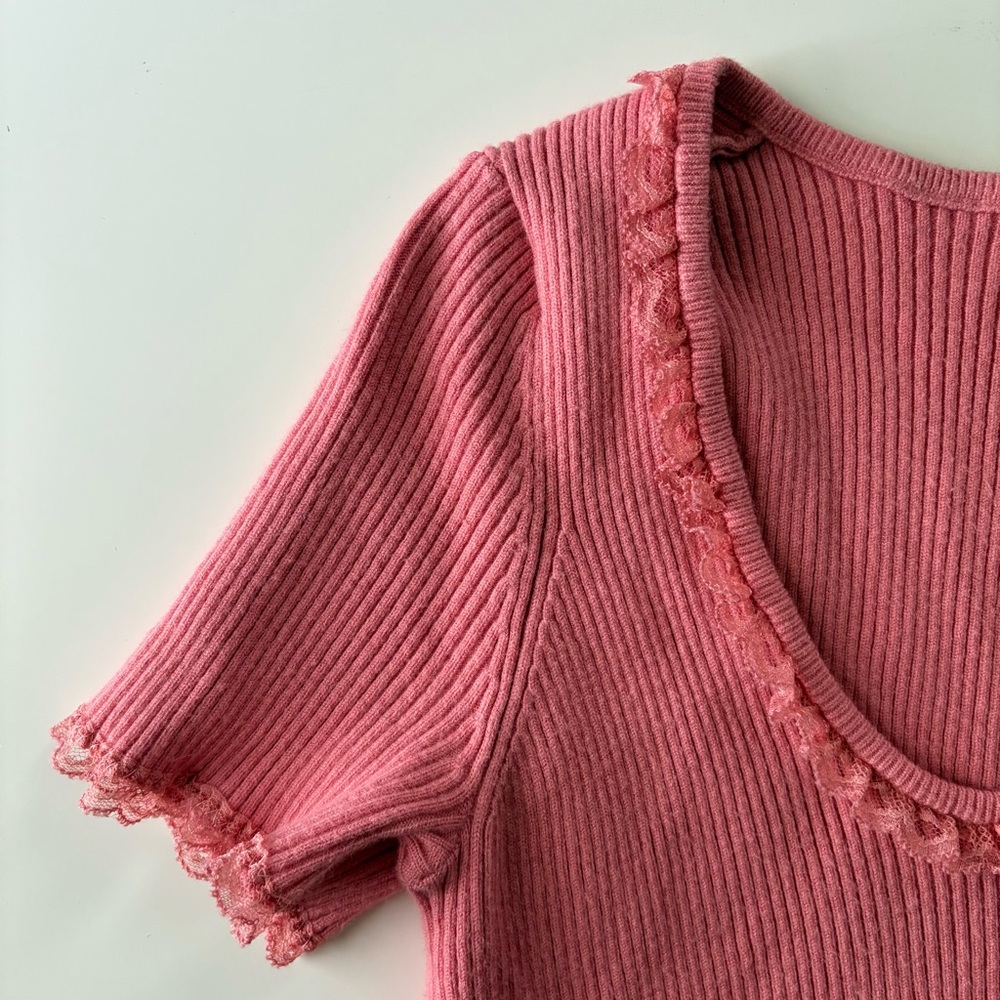 For Love & Lemons Calla Ribbed Knit Top Size Medium - Picture 7 of 10